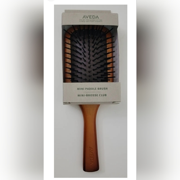 AVEDA GIFT SET. WOODEN MINI PADDLE HAIR BRUSH (7 1/2"), Shampoo + Conditioner - Picture 5 of 8